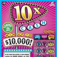 10X ™ CASH 18TH EDITION $10 scratch ticket