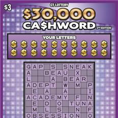 $30,000 CA$HWORD 2nd Edition $3 scratch ticket
