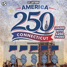 America 250 Connecticut $5 scratch ticket