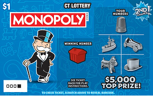 $1 MONOPOLY $1 scratch ticket