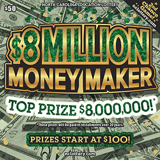 $8 Million Money Maker $50 scratch ticket