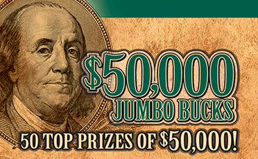 $50,000 Jumbo Bucks $10 scratch ticket