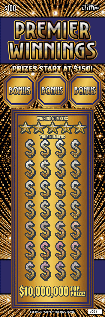 Premier Winnings $100 scratch ticket