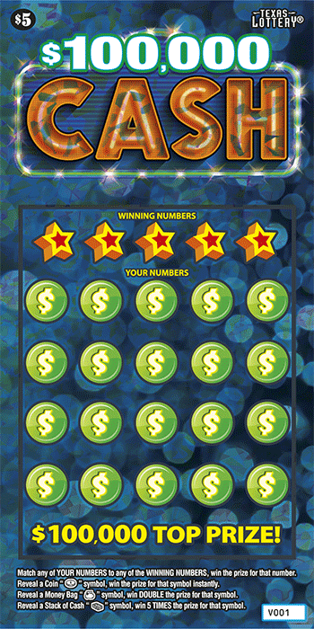 $100,000 Cash $5 scratch ticket
