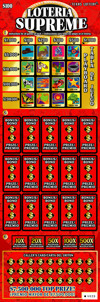 Loteria Supreme $100 scratch ticket