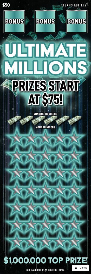 Ultimate Millions $50 scratch ticket