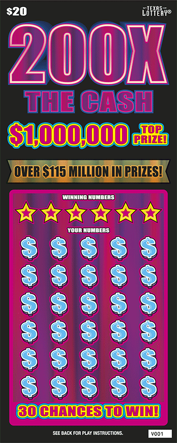 200X The Cash $20 scratch ticket