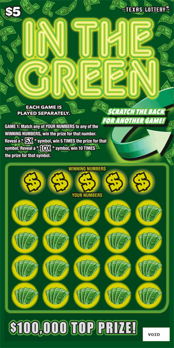In the Green $5 scratch ticket