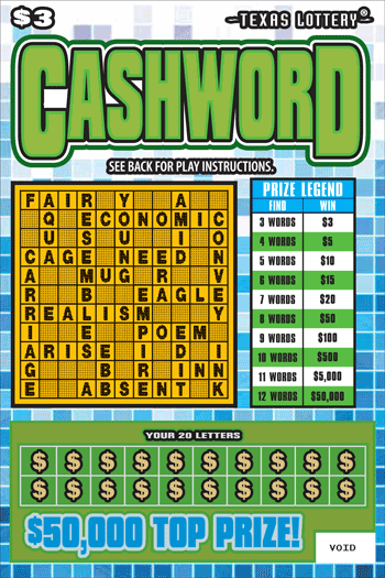 Cashword $3 scratch ticket