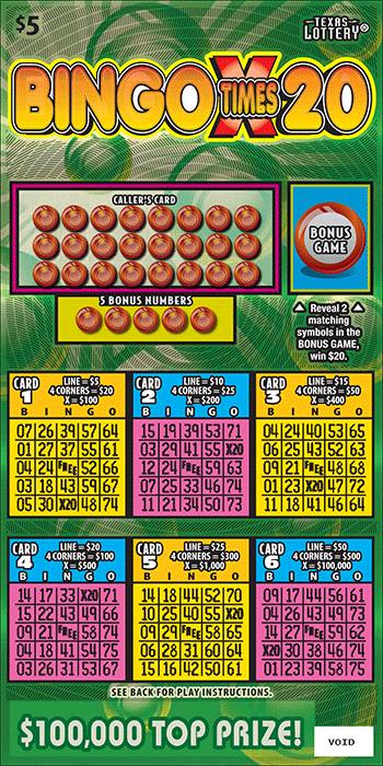 Bingo Times 20 $5 scratch ticket