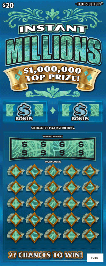 Instant Millions $20 scratch ticket