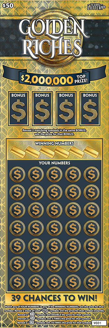 Golden Riches $50 scratch ticket
