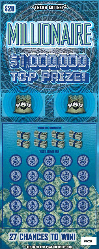 Millionaire $20 scratch ticket