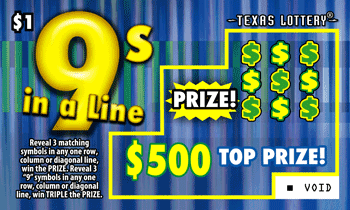 9s In A Line $1 scratch ticket