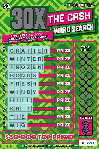 30X The Cash Word Search $3 scratch ticket