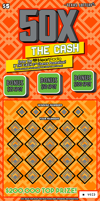 50X The Cash $5 scratch ticket