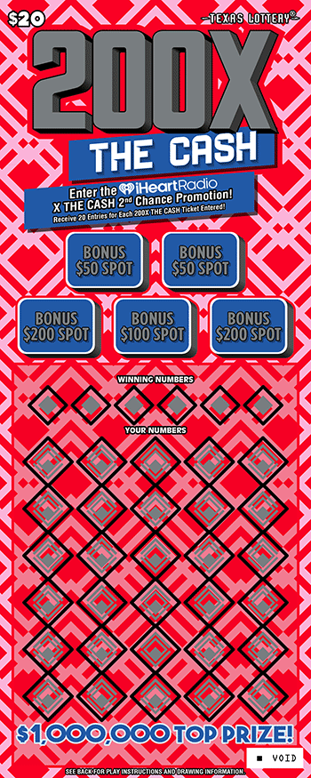 200X The Cash $20 scratch ticket