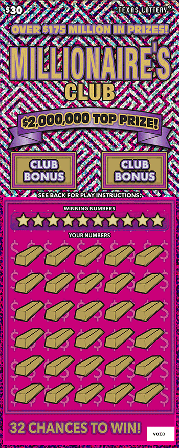 Millionaire's Club $30 scratch ticket