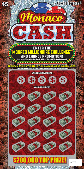 Monaco Cash $5 scratch ticket