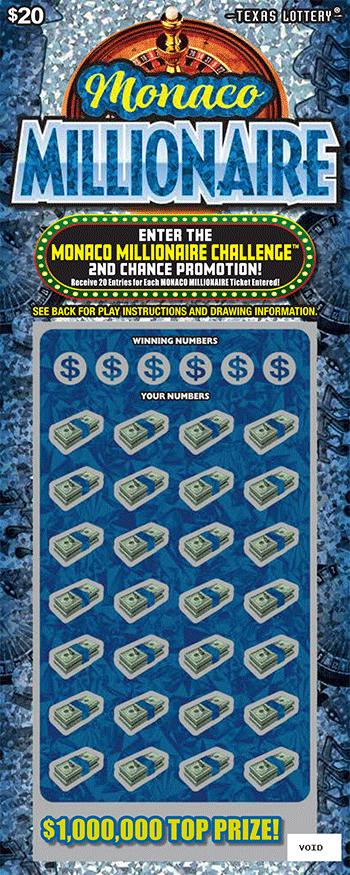Monaco Millionaire $20 scratch ticket
