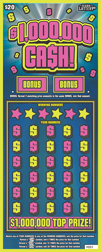 $1,000,000 Ca$h! $20 scratch ticket