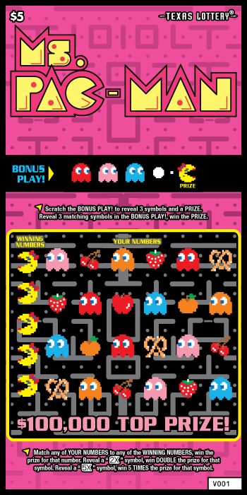 Ms.PAC-MAN $5 scratch ticket