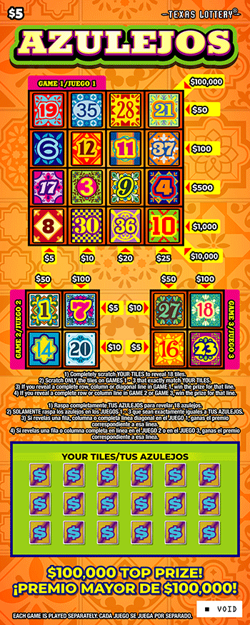 Azulejos $5 scratch ticket
