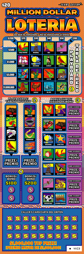 Million Dollar Loteria $20 scratch ticket