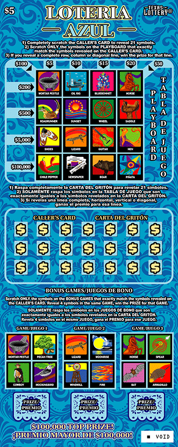Loteria Azul $5 scratch ticket
