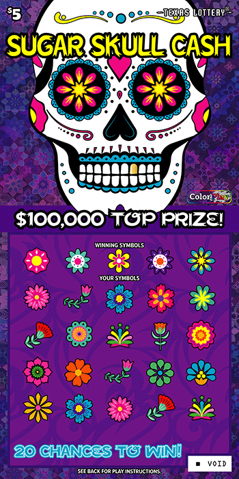 Sugar Skull Cash $5 scratch ticket